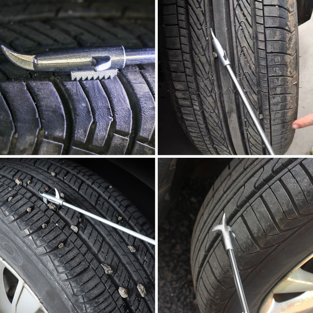 Auto Fastener Remover Tire Stones Removing Tool Poraxy Trim Removal Tool and Tire Cleaning Hook,Car Panel Door Audio Trim Pry Tool Kit
