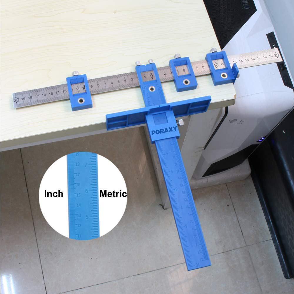 Pyatofyy Cabinet Hardware Jig Positioner Drill Bit Template Guide Adjustable Punch Locator Drill Template Guide for Handles and Knobs Wooden Drilling Dowelling Guide
